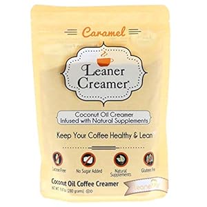 Image of Leaner Creamer Natural Coconut Oil Based Lactose Free Gluten-Free and Sugar-Free Coffee Creamer Powder Infused with Supplements, Creamy Caramel (9.87oz Pouch)