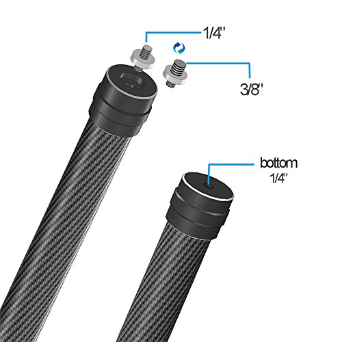 SKYREAT Carbon Fiber 13.7-Inch Extension Stick Monopod Rod for DJI Ronin-S Handheld Gimbal Stabilizer fit with 1/4" 3/8" Screws