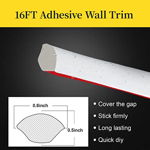 Self Adhesive Quarter Round Molding Trim 16 Feet Peel and Stick Crown