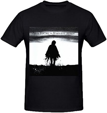 Neil Young Harvest Moon Men Tee Shirts Crew Neck Black