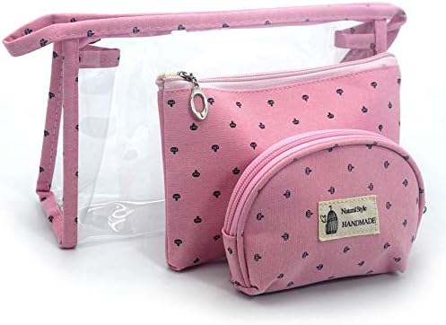Apluschild 3 in 1 Cosmetic Bag Case Portable Carry on Travel Toiletry Bags Clear PVC Makeup Pouch Handbag Organizer for Men and Women
