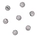 NBEADS 10 Pcs 8mm Micro Pave Cubic Zirconia Beads, Platinum Color Brass Clear Crystal CZ Stones Pave Micro Setting Disco Ball Spacer Beads Round Cubic Zirconia Charm Beads for Jewelry Making