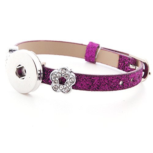 Ginooars Pack of 10 Colors Artificial Leather Snap Base Bracelets for 18mm Ginger Snap Charms
