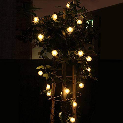On Sale 6.35M Solar Powered Copper Wire Lights String with Puffer Ball 8 Lighting Modes, 30 LEDs Flexible Christmas Fairy Lights, LED Rope Lights Outdoor Indoor Garden Path Bush