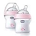 Chicco NaturalFit Newborn Gift Set - Pink Deco, 4 Pack Baby Bottle Set Plus Orthodontic Pacifier with Soft-Flex Silicone Nipple