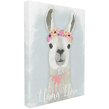 The Stupell Home Decor Collection Llama Love Pink Flower Tiara Stretched Canvas Wall Art, 16 x 1.5 x 20, Proudly Made in USA