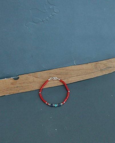 Mediterranean Red Coral Bracelet, Turquoise Bracelet, Lapis Lazuli Bracelet, Sterling Silver Bracelet *Exp Shipping