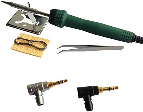 Timibis 3 Pole 3.5mm Male 90 Degree Repair Headphone Jack Plug Audio Soldering Spring With Soldering Iron Kits