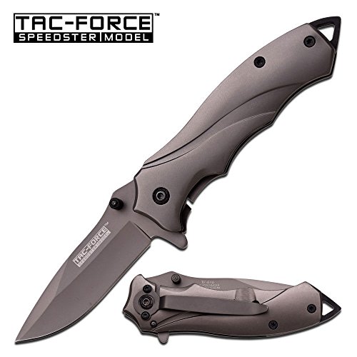 7.25 TAC FORCE Grey Ti-Coated Blade TF-846 SPRING ASSISTED FOLDING KNIFE Blade pocket open switch- Firefighter Rescue Pocket Knife - hunting knives, military surplus - survival and camping gear