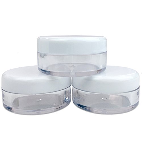 (Quantity: 200 Pieces) Beauticom 5G/5ML High Quality Round Clear Jars with White Lids for Lotion, Creams, Toners, Lip Balms, Makeup Samples - BPA Free