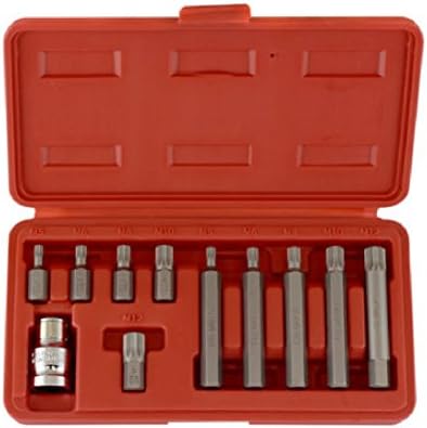 New 11 Pieces XZN Spline Socket Bit Set 12pt CrV 1/2" x 10mm Hex Shank M5 M6 M8 M10 M12 With Storage Case
