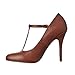 Riverberry Women's Sadie Round Toe T-Strap High Heel Pumps, Brown PU, 9