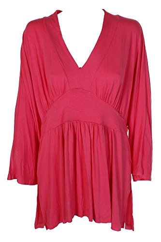 Melissa McCarthy Seven7 Womens Plus Kimono Sleeve Peplum Peplum Top Pink 0X