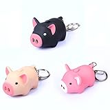 3 Pack PBY Oink Piggy Animal Design Keychain with LED Light and Sound