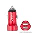 Alxum Portable Aluminum Alloy Dual Port Car Charger (Red) with 4.8A Output for Iphone 8/iPad/Samsung S8/S8+ and More