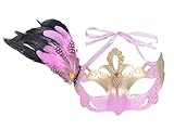 AshopZ Venetian Eye Mask Fancy Dress Accessory w/ Feather Flower Lace