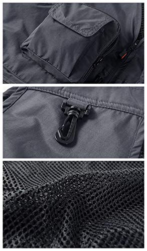 Angel Weste Für Herren,Herren Sommer Outdoor Plus Size Schnelltrocknende Angeljacke Weste Grau Camping Jagd Angeln… – Bild 7