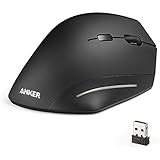 Wireless Mouse, Anker Ergonomic USB 2.4G Wireless Vertical Mouse with 3 Adjustable DPI Levels 800 / 1200 / 1600 and Side Controls, Black