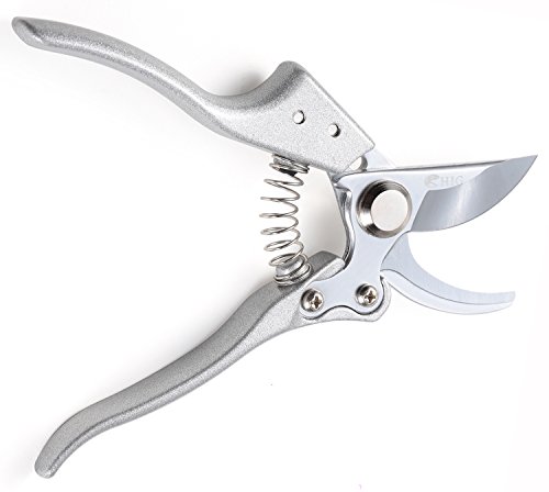 HIG Pruning shears & Sharp Hand Pruners - Less Effort V Spring Design - Garden Clippers (black) (Silver)