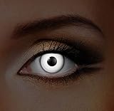 Adults Mens Ladies White UV Halloween Carnival Cosmetic Coloured Fancy Dress Eye Wear Accessory with Contact Lens Case exclusive to Dress You UP TM