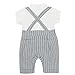 FEESHOW Baby Boys' Cotton Formal Gentleman Romper Vest with Bow-tie Outfit Set Gray 3-6 Months