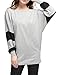 Allegra K Women's Contrast Color Round Neck Draped Long Sleeve Batwing Dolman Tunic Tops Medium Light Gray