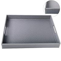 HofferRuffer Ostrich PU Leather Rectangular Serving Tray, Coffee Tray for All Occassion