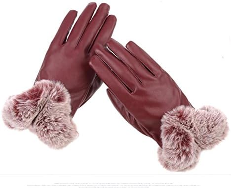 SALY Women's PU leather casual gloves , red