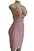 ioiom Outfits for Women 2017 Halter V Neck Backless Crop Top and High Waist Midi Skirt Bodycon Dress Pink S