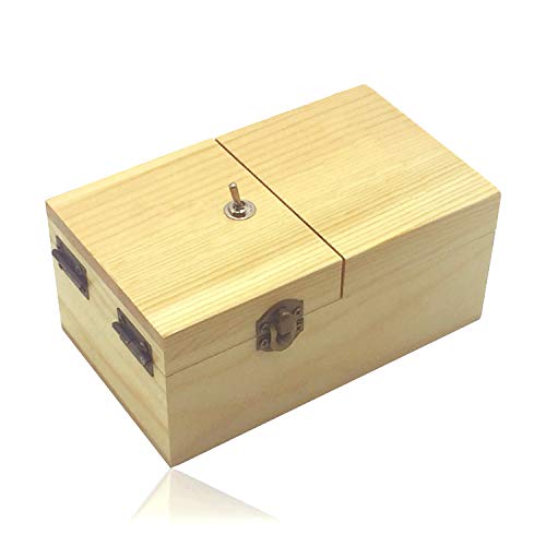 Maijia Useless Box Wooden Turns Itself Off Useless Box Leave Me Alone Machine Box with Real Wood Desk Decoration for Christmas New Year Gifts (Beige-No Logo)