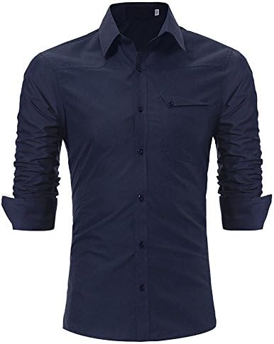 OSYARD Men's Shirts Long Sleeve Lapel Formal Fashion Personality Casual Slim Tee Shirt Top Blouse Mens Tops Large Sale