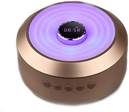 Bluetooth Clock &amp; 6 Colors LED Wireless Speaker - Answer, Receive Calls, Ambient Night Light, Splash Proof Built-in Battery (Rose Gold)