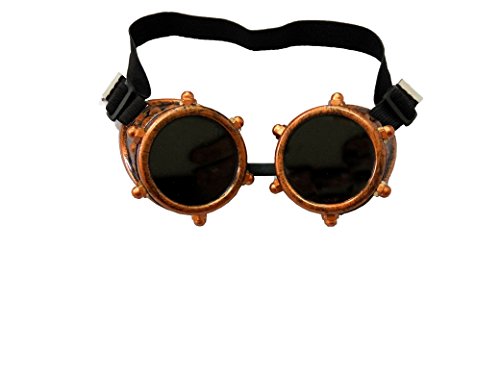 Izgut Welding Steampunk Goggles for Parties with Rounded Rivets (Bronze)