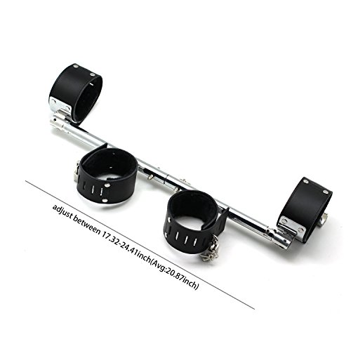 SCARLET KITTEN Metal Spreader Bar with 4 Leather Adjustable Straps, Silver