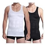 2 Pc iBuylinks Men Slim Body Shaper Compression Undershirt Tank Vest Shapewear Large White & Black
