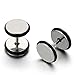 2pcs 9mm Screw Stud Earrings Unisex Men, Stainless Steel Cheater Fake Ear Plugs Gauges Illusion Tunnel