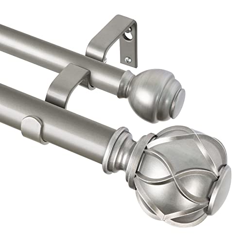 kamanina Double Curtain Rod Adjustable Silver