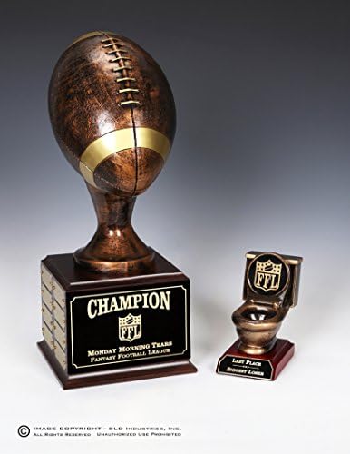 FANTASY FOOTBALL TROPHY, COMBO Winner and Loser-Last Place Award PackageALL 16 YEAR PERPETUAL