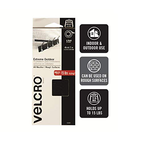 VELCRO Brand Extreme Outdoor Heavy Duty Tape 4Ft x 1 In Holds 15 lbs Black Industrial