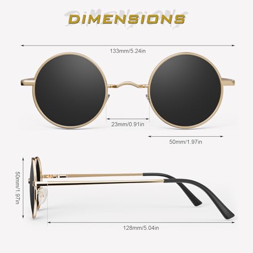 GQUEEN Retro Round Polarised Sunglasses Men Women UV400 Protection MEZ1