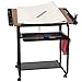 Flash Furniture Swanson Adjustable Drawing and Drafting Table with Black Frame and Dual Wheel Casters, Cherry