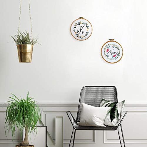 Hangnuo 2 Embroidery Starter Kit with Floral OK Nope Pattern for Beginners, Full Range Embroidery Cross Stitch with Embroidery Cloth, Bamboo Hoops, Threads, Needles, and Scissors