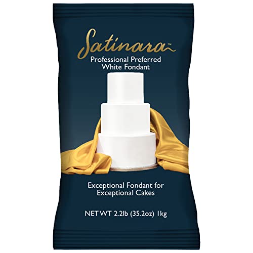Satinara Fondant Icing | White 2.2 LB | Professional Preferred For Exceptional Cakes, Ready to Roll, Smooth, Easy to Use for Cake Decoration And Covering, Cookies and Cupcakes - WHITE 2.2 LB