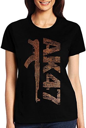 Gun AK-47 Rifle Tactical Hunting Womens Fashion Classic Casual Short Sleeve Sports T-Shirt XXL