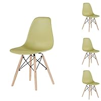 EiioX Plastic Wooden Legs Set of 4, Pre Assembled Indoor Armless Kitchen, Dining, Bedroom, Living Room Side Chairs, Green