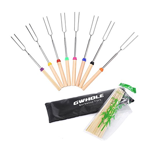 UPC 601279595398, GWHOLE Marshmallow Roasting Sticks,32 Inches Telescoping Smores Skewers for Hotdog Camping, Set of 8