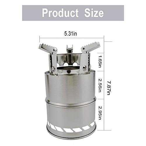 SEMPIYI Camping Stove, Portable Stainless Steel Firewood Backpack Stove, Picnic, Hiking, Camping.A - Thumbnail 4
