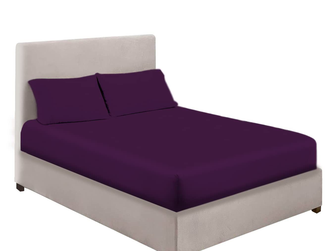 Extra Deep Bedding 100% Extra deep Fitted Sheets 16" 40CM Egyptian Cotton 200TC 15 Colours Single Double King Super King (Double, Plum)