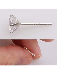 CZCCZC - Pendientes de aro de plata + pendientes de tuerca de plata, 0.56 oz, 0.315-0.472 in, pendientes de cartílago para nariz, labios, piercings corporales (12 unidades)