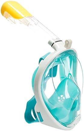Snorkel Mask with 180° Full Panoramic View Anti-Fog Anti-Leak with Adjustable Head Straps and longer Snorkeling Tube Larger Viewing Area for Adults and Youth (Green, L/XL)
